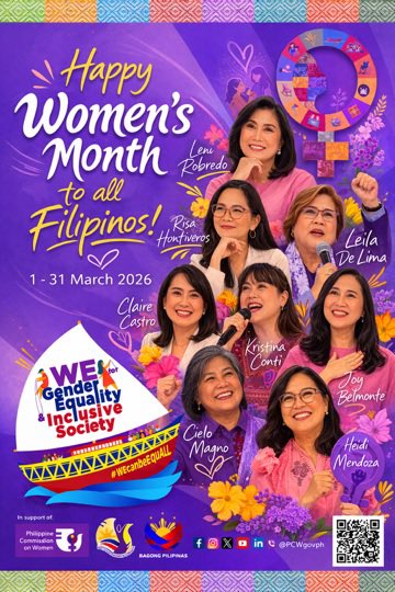 Happy Women’s Month to everyone!

Women like Mayor Leni Robredo, Senator Risa Hontiveros, Cong. Leila De Lima, Mayor Joy Belmonte, Usec. Claire Castro, Prof. Cielo Magno, Atty. Kristina Conti, and Comm. Heidi Mendoza give me hope for their leadership and strength in serving the