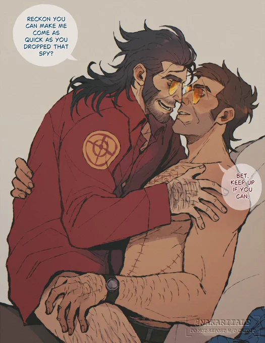 so i just wanna see Mike in Mick's shirt 
also the shades stay ON during sex
#tf2 #snipercest 