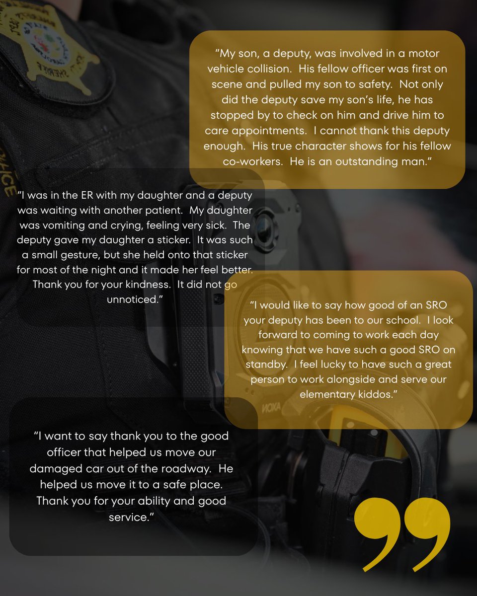RCSD's tweet image. On #WorldComplimentDay 💬💙 we’re sharing kind words from our community about their experiences with our deputies.

A simple compliment can go a long way. Take a moment today to encourage someone — you never know how one small, kind moment can impact a life. ✨

#TeamRCSD