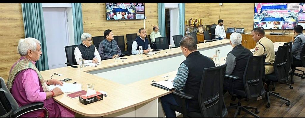 Hon'ble LG Shri Manoj Sinha Chaired a meeting to review the security situation across J&amp;K UT. Called upon all communities to stay peaceful and calm. I salute the unwavering, synchronized resolve of our Police and security forces upholding law and order.