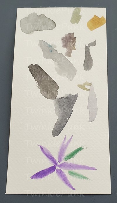 TwinkiePunk's tweet photo. True sketchbook exercises. Trying to figure out how to mix colors to make black. And a random flower.
#Watercolor #WatercolorArt #Sketchbook #SketchbookExercise #CreateSomething https://t.co/V4ICZkK8kL