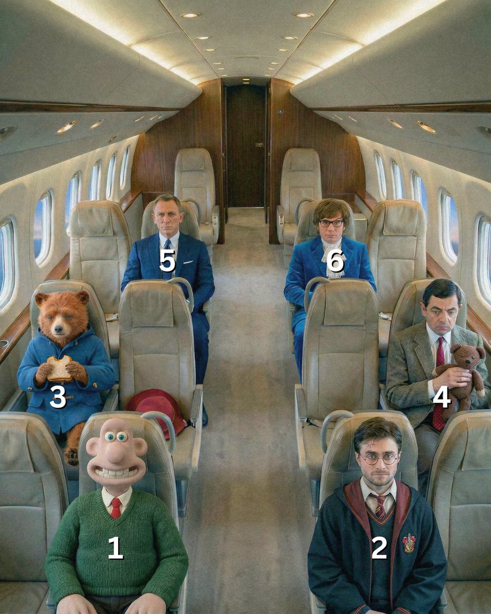 You have a 20 hour flight, which British movie character are you sitting next to?