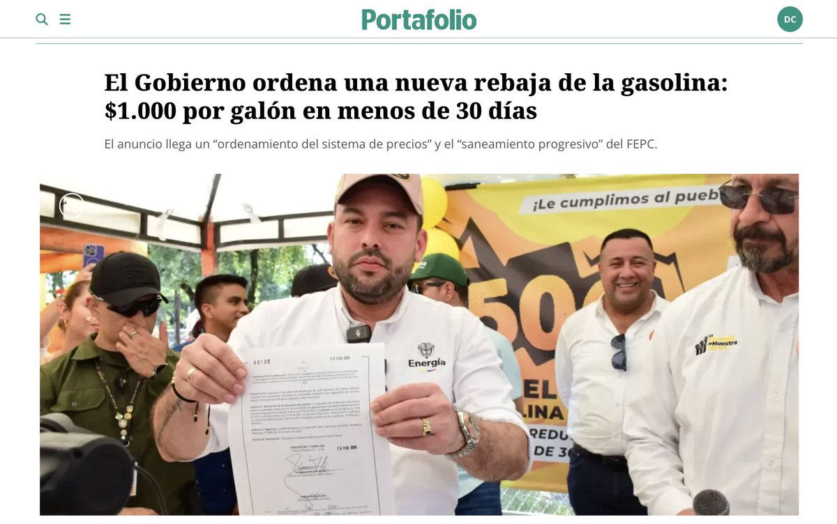 Haciendo política. Subieron $8.000 pesos el galón de gasolina entre 2022 y 2025 para en estas elecciones pudieran rebajar el precio $1.000 en dos meses.