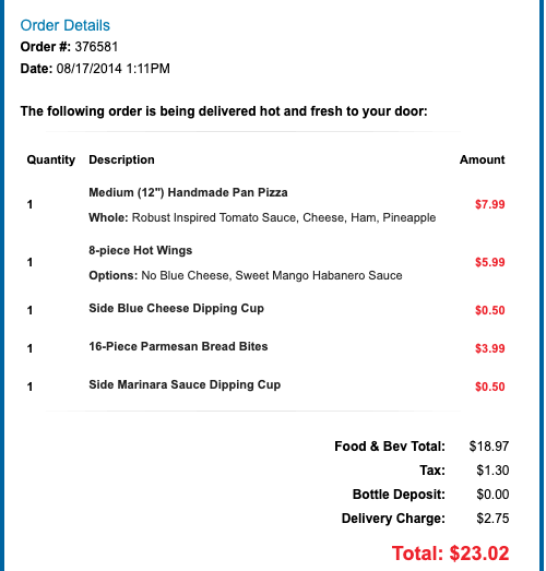 MarketSavage's tweet photo. My old 2014 @dominos  order including delivery was under $25!! https://t.co/qkj4SZXIXd