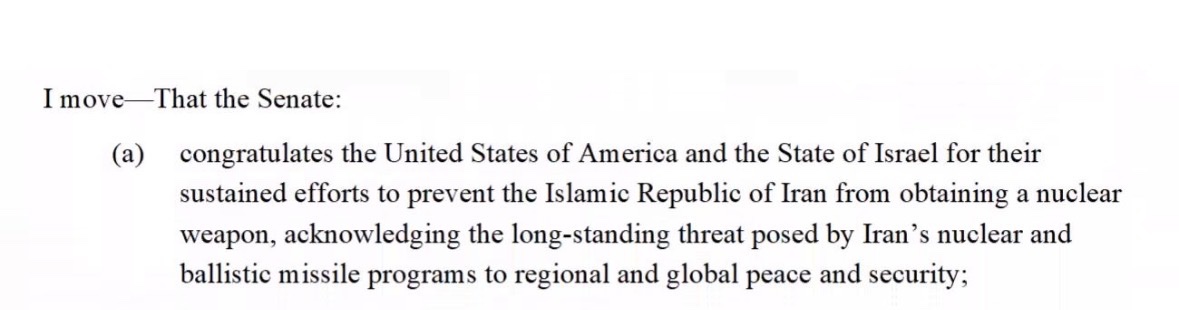 SenPaterson's tweet image. Labor Senators have just voted with the Greens against this Coalition motion in the Senate. 

Does the Albanese government disagree Iran’s nuclear and ballistic weapons programs are a threat to peace and security?