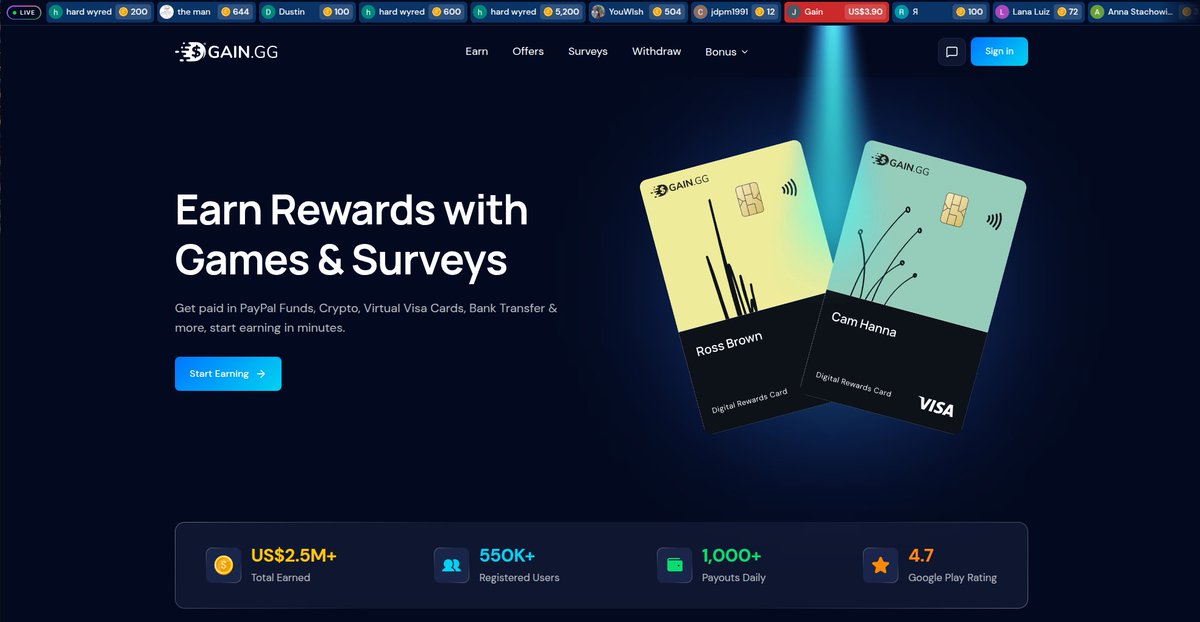 We’re excited to announce a full redesign of GAIN.GG is now LIVE 🎉

⚡️ Faster user experience 
🎁 Thousands of new gift cards 
🎨 Brand new themes 
📱 Major mobile improvements

Bonus Code: GainV2
Reward: 500 Coins
Uses: 150
Redeem here: gain.gg/rewards