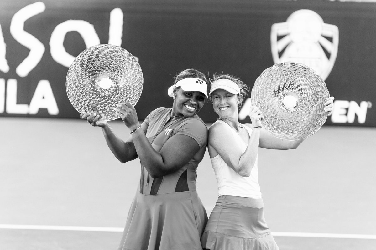 BlackSpinGlobal's tweet photo. #ATXOpen Doubles Champs | Top seeds Taylor Townsend and Storm Hunter beat (3)Eudice Chong and Liang En-Shuo 6-3, 6-4 in Sunday’s final.
Townsend made sure she left Austin with something after falling short in the singles final to Peyton Stearns earlier in the day.
📸 | atxopen https://t.co/Q5kUF4WSpn