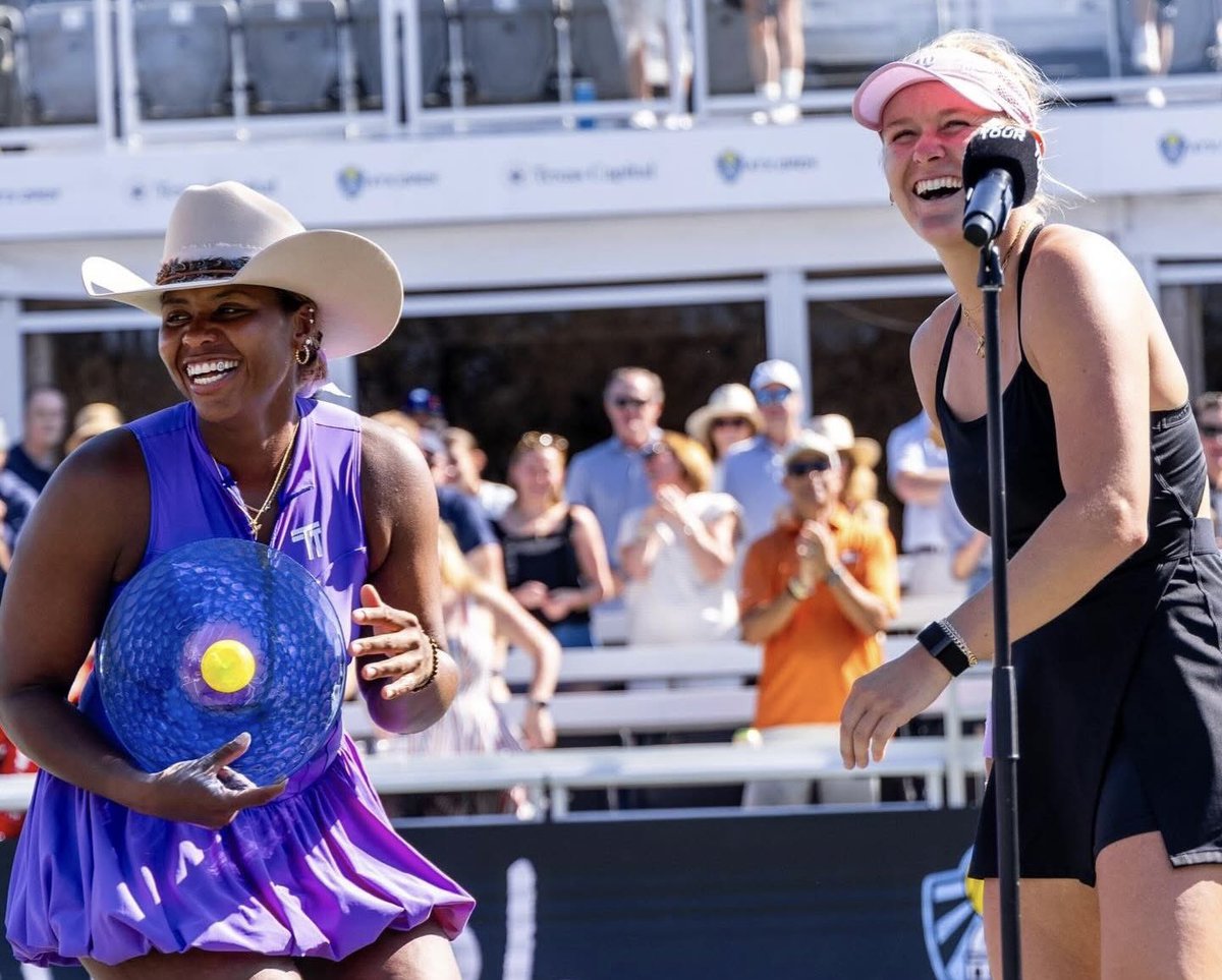 BlackSpinGlobal's tweet photo. #ATXOpen Doubles Champs | Top seeds Taylor Townsend and Storm Hunter beat (3)Eudice Chong and Liang En-Shuo 6-3, 6-4 in Sunday’s final.
Townsend made sure she left Austin with something after falling short in the singles final to Peyton Stearns earlier in the day.
📸 | atxopen https://t.co/Q5kUF4WSpn