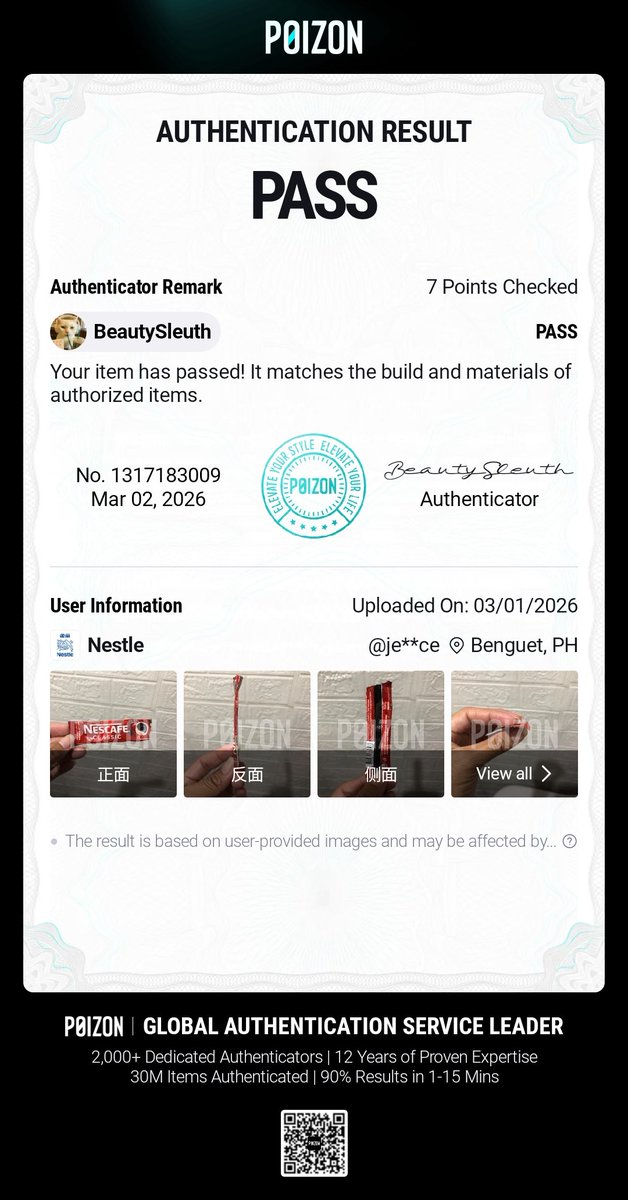 _Jhestine25_'s tweet photo. POIZON is my go-to for authenticity checks. Fast, accurate, and trustworthy. Highly recommend! #POIZON #POIZONAuthentic #SharePOIZONlegitcheck https://t.co/BFtx8qBSvy