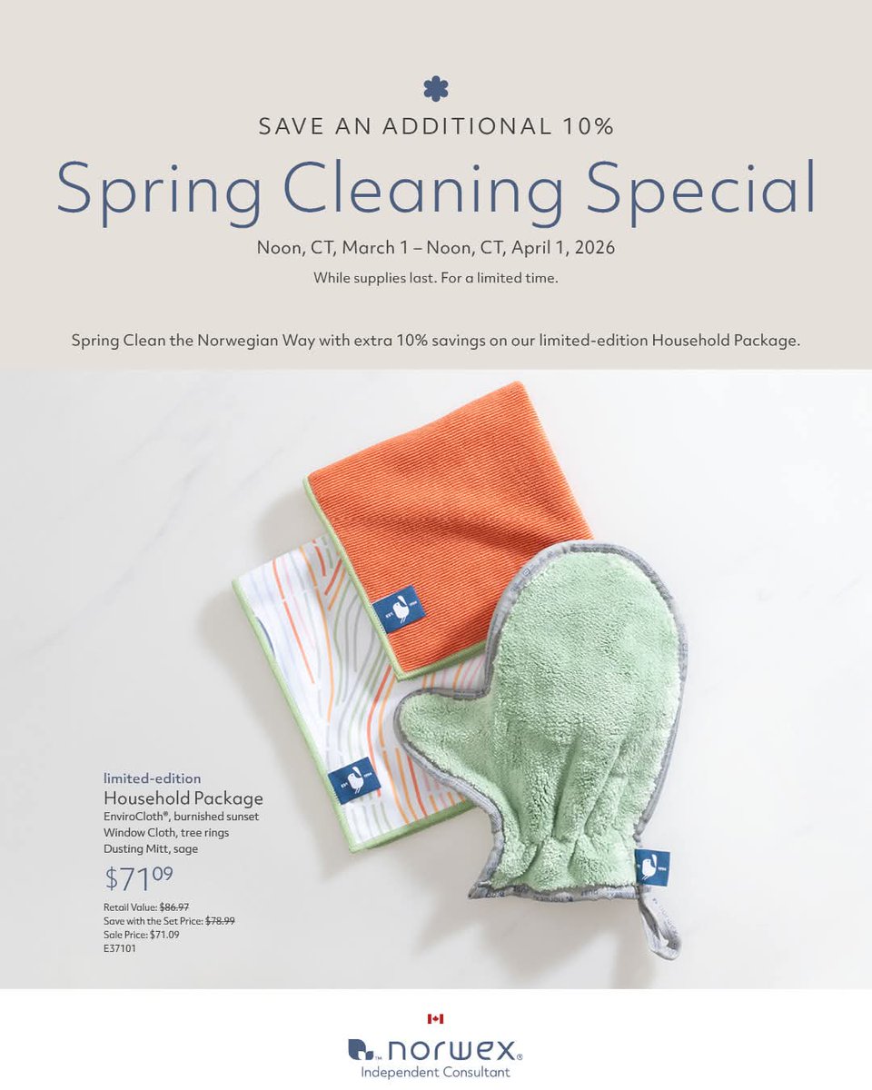 LisaPayne1970's tweet image. Spring Cleaning Special .... envirocloth, window cloth and dust mitt ...  💚

norwex.com/shop/specials?…

#norwex #springclean  #nontoxicchemicals #cleanersaferbetter