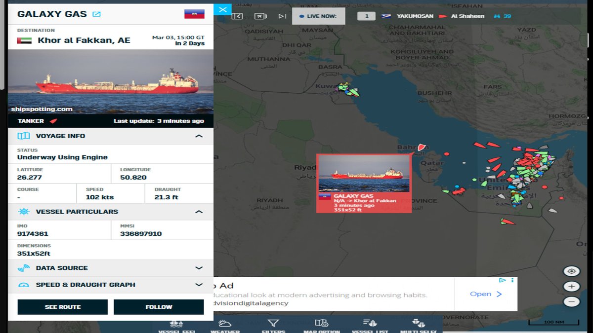BenMazurLLC's tweet image. #GalaxyGas cargo ship stuck off the coast of Qatar in the Persian Gulf amidst attacks from #Iran