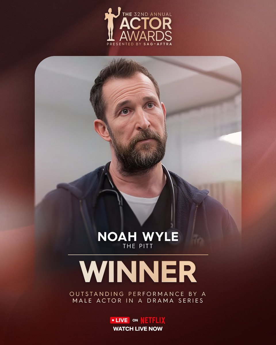 theactorawards's tweet image. His performance never skipped a beat. The Actor® for Outstanding Performance by a Male Actor in a Drama Series goes to Noah Wyle. 🩺 #ActorAwards
