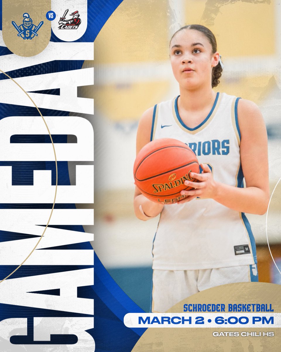 SchroederSports's tweet photo. 🏀 // 𝗚𝗔𝗠𝗘𝗗𝗔𝗬
📆 | March 2, 2026
📨 | Class AA1 Semifinals
🆚 | Hilton Cadets
📍 | Gates Chili
🕕 | 6:00 PM
🎟️ | https://t.co/2YpnXUNaP0
🔀 | https://t.co/BZuYpP1boo
#WeAreWarr1ors⚔️ 

📸 | Emily Kelly https://t.co/fPuUWUID2D