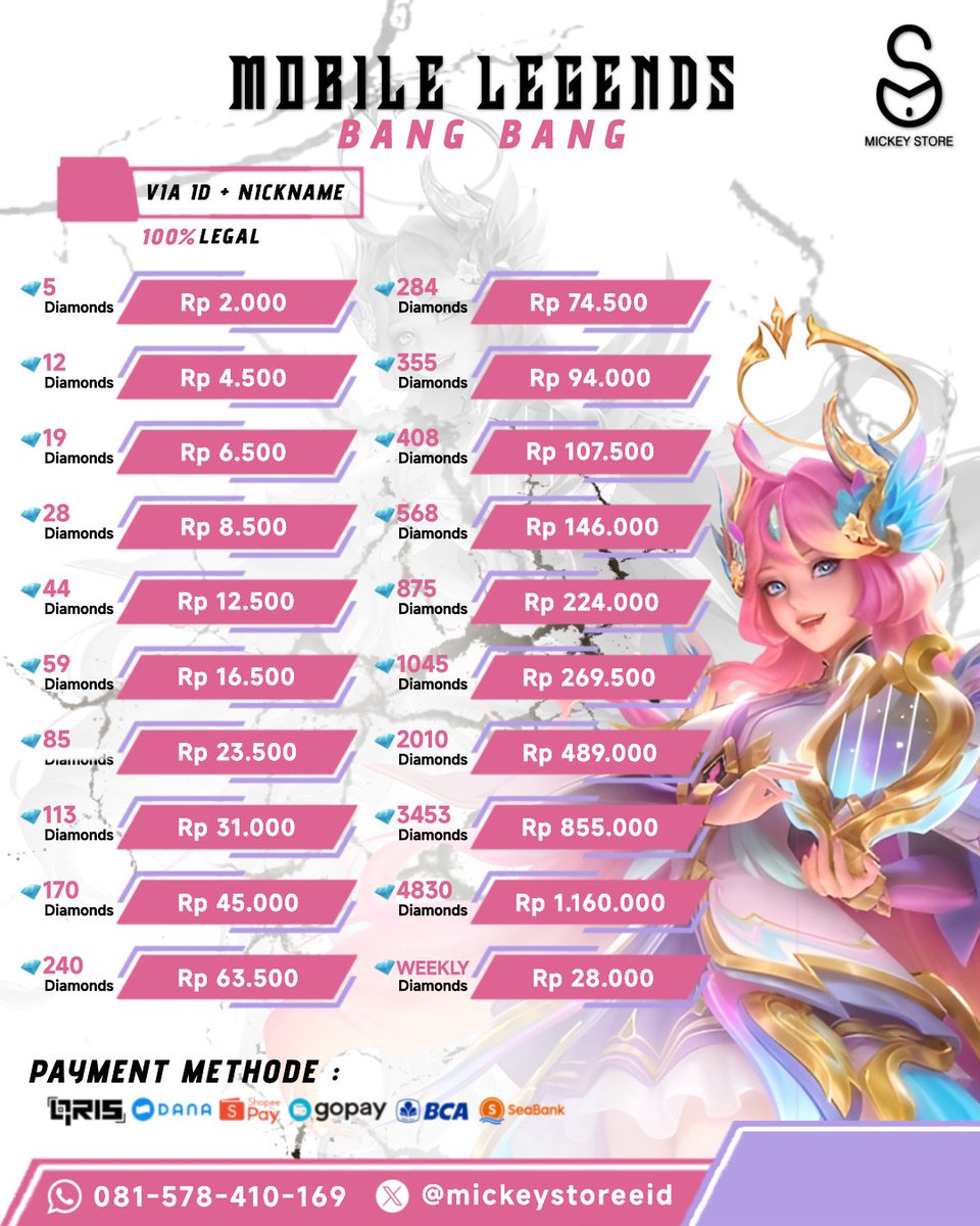 mickeystoreeid's tweet photo. hallo sengg!👀
lagi cari topup ml needs? yuk disini bisa yah! jangan khawatir untuk diamond nya aman, 1OO% legal, dan trusted yang pastinya🤩

🖇️ proof : https://t.co/A8EerCXYNP
💌 whatsapp : https://t.co/Ti2aQT349o
🩰 payment : all e-wallet, qris, bca, seabank

#zonauangᅠᅠ https://t.co/Bxmr3VlpHV