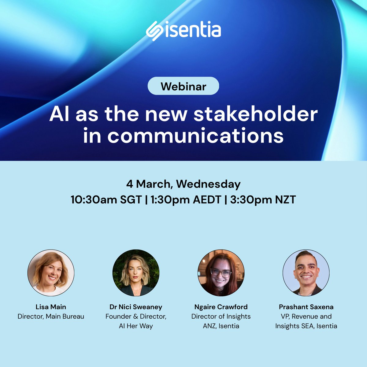 isentia's tweet photo. AI is changing how we manage reputation, from sentiment analysis to controlling the narrative. 

But how does one maintain human credibility? 🧵

Join our panel of experts on 4 March to discuss "AI as the new stakeholder in comms."

🔗Register here: https://t.co/0dek0AFcAQ https://t.co/vxFA0auPmo