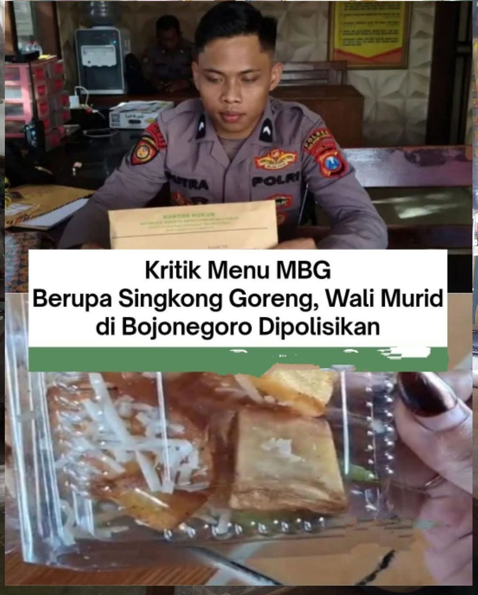 Kritik soal kualitas makanan anak sekolah malah dibalas laporan polisi. Di Bojonegoro, suara orang tua diperlakukan seperti ancaman, bukan masukan. Jika singkong goreng dianggap cukup untuk program gizi, lalu kritik dianggap pelanggaran, maka yang sedang dijaga bukan kualitas,