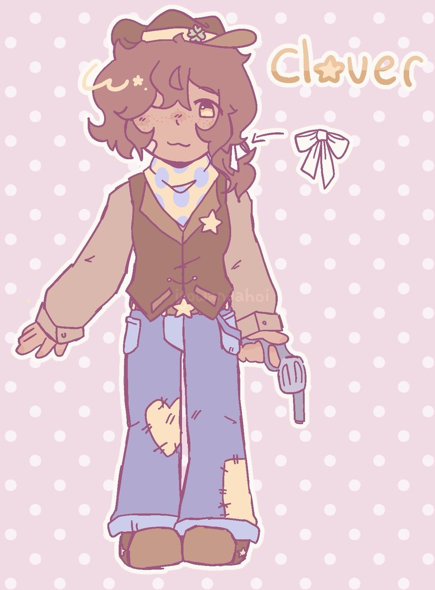 reference sheet of my clover design ! yaaaay ˶ᵔ ᵕ ᵔ˶ #undertaleyellow 🍀