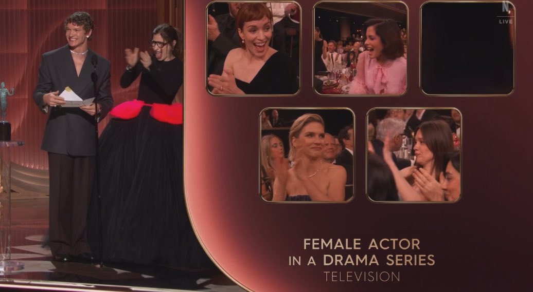 weltonsrichmond's tweet image. connor storrie handing the award to keri russell this was made for me