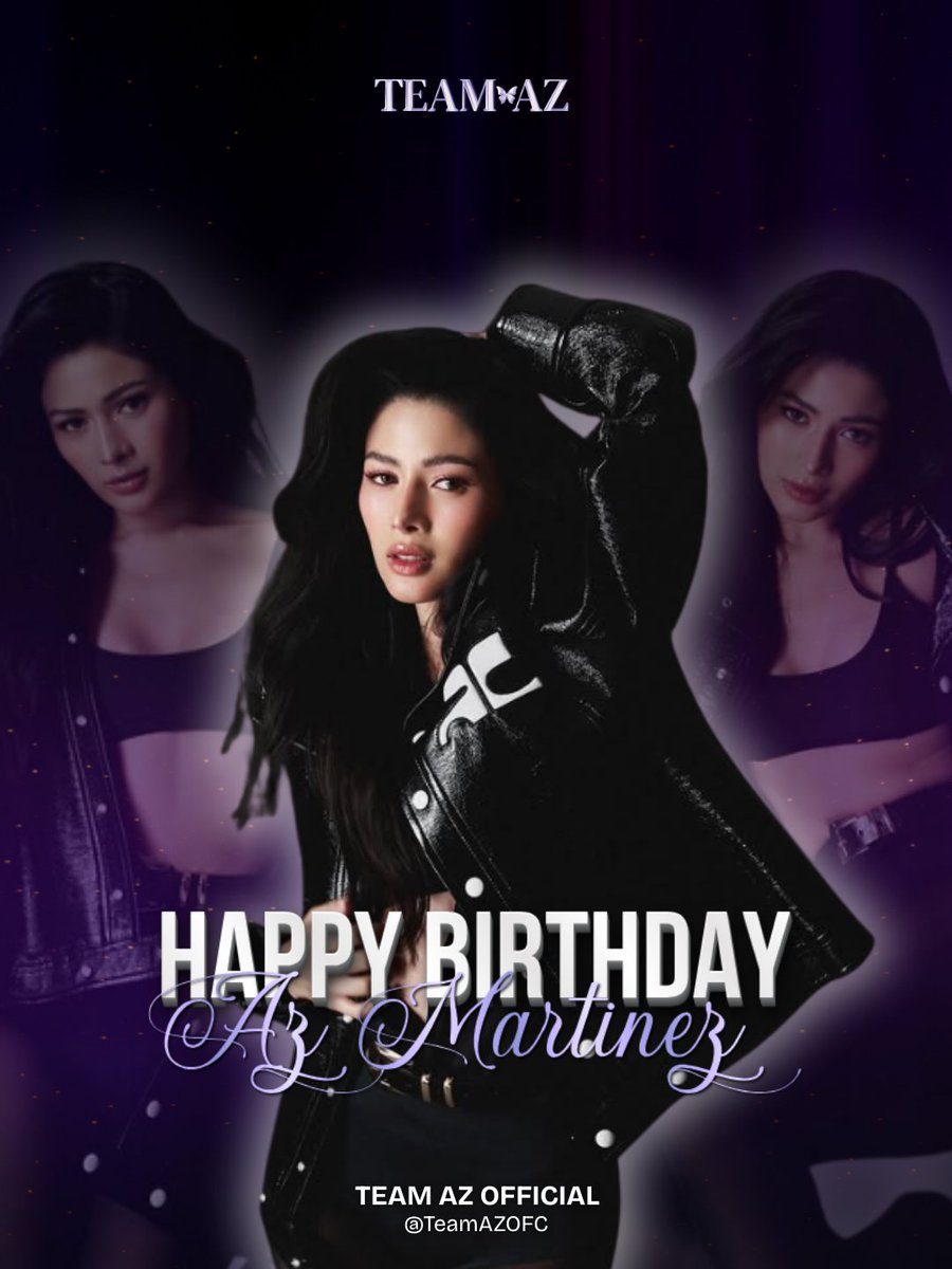TeamAZOFC's tweet photo. 𝗛𝗔𝗣𝗣𝗜𝗘𝗦𝗧 𝗕𝗜𝗥𝗧𝗛𝗗𝗔𝗬, 𝗔𝗭!

To the woman who brings us so much joy and inspires us to become better every single day- Happiest Birthday, Aza!

Thank you for being our strength, our inspiration and an idol who never fails to appreciate us in every way possible. We pray that God blesses you with even more success, good health and endless happiness in the year ahead. 

Always remember that we will forever be here for you. We love you so much! 💜

HAPPY BIRTHDAY AZ MARTINEZ
#AzMartinez | @_AZMartinez
