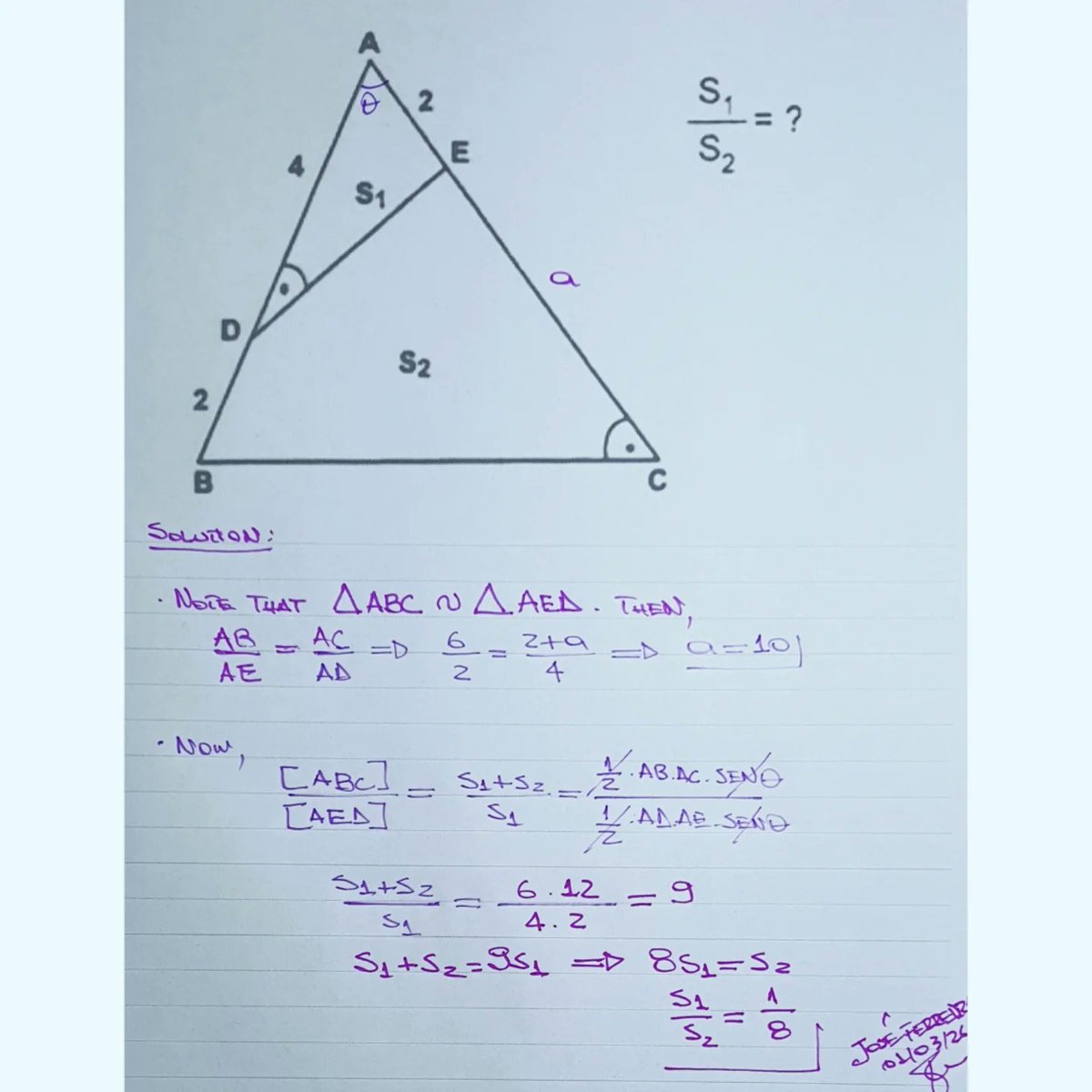 maths_jose's tweet photo. By Albaros Mustafa. #geometry #planegeometry #geometría #maths #mathproblems https://t.co/VcXpkfZhEs