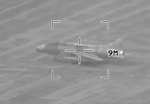 mhmiranusa's tweet image. CENTCOM published a video which shows destruction of two IRGC Air Force Su-22 Fitter fighters, as well as a shelter covering at least three Shahed-136 OWA UAVs.