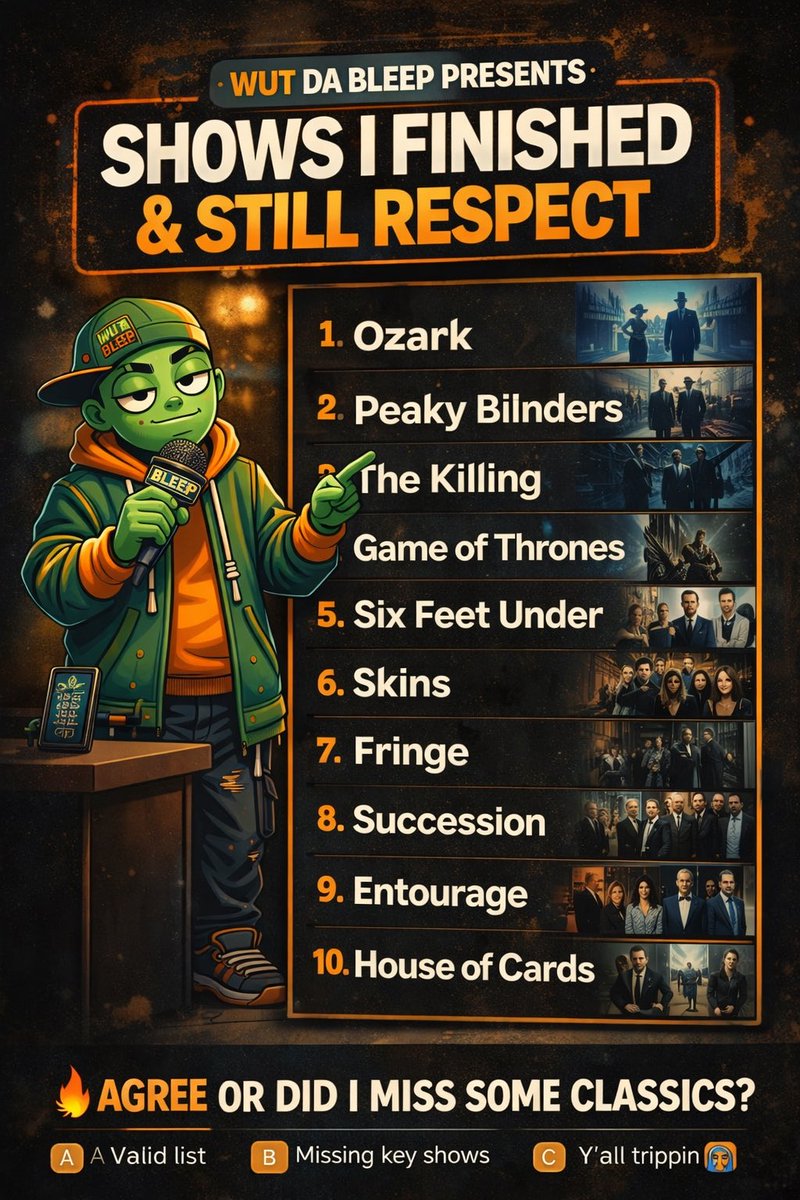yang_mushi's tweet photo. Unpopular opinion:

Some of y’all “GOAT” lists be performative.

These are the shows I actually finished &amp; still respect.

Yeah, one of them would get canceled today.
Yeah, one fell off late.

Authentic > trendy.

What’s the one show on my list you’d remove immediately? https://t.co/Tp2f5f6Xgm