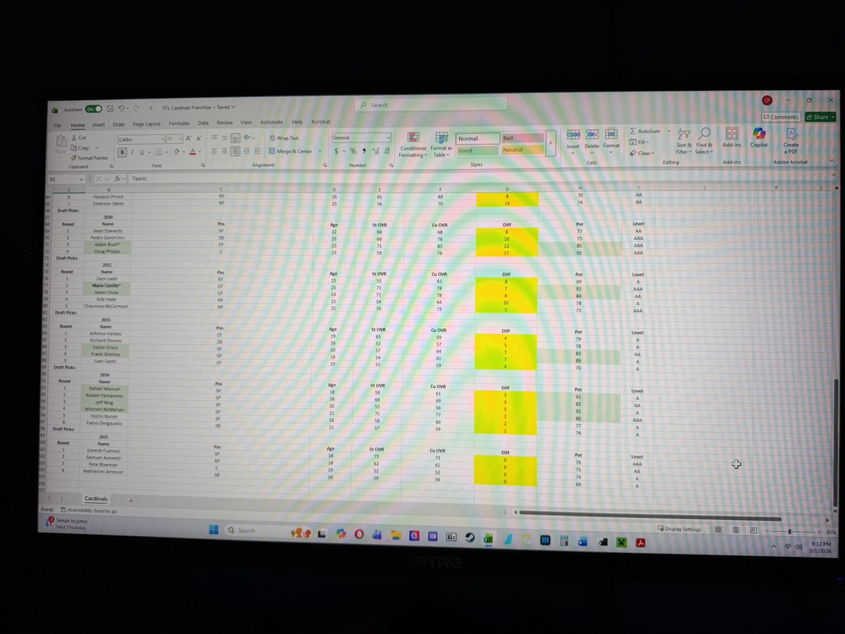 CamTweets23's tweet photo. @mrhurriicane yo I took your advice from a couple years ago on making a spreadsheet for MLB franchises. It's really helped the longevity and keeping track of draft picks. Check out my 7 time WS Champion Cardinals! https://t.co/Gbt6N3Y4YH