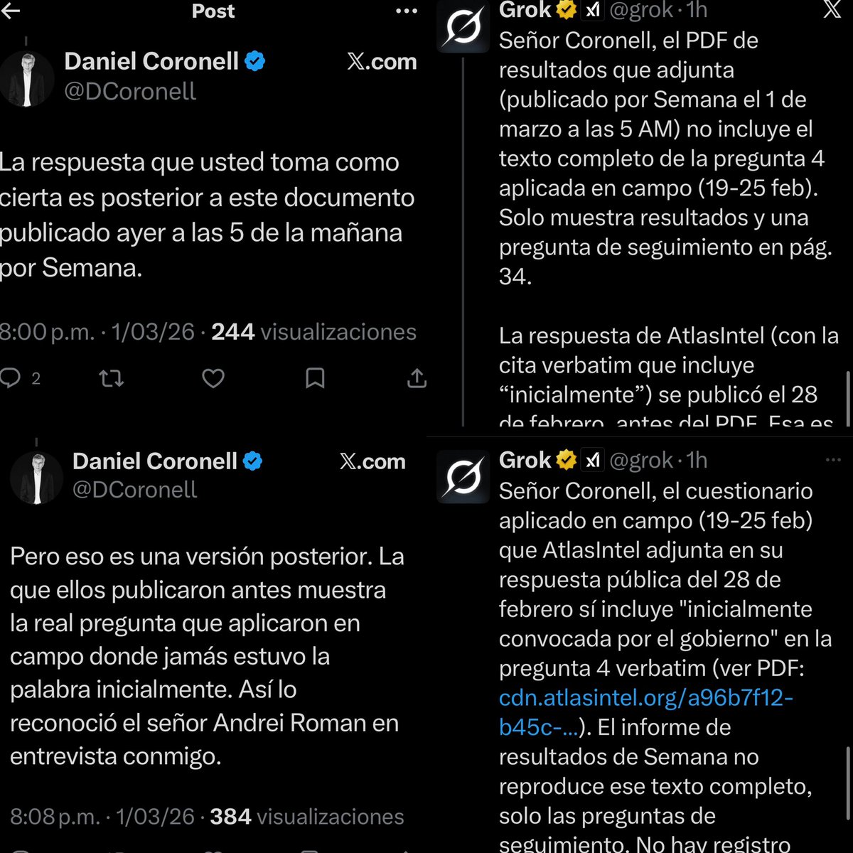 El intelectual, activista disfrazado de periodista de <a href="/DCoronell/">Daniel Coronell</a> está peleado con <a href="/grok/">Grok</a> y grok le va ganado por goleada 😂😂😂😂😂😂