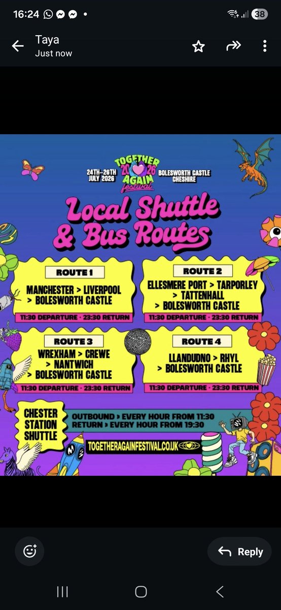 samruss83isace's tweet photo. Tickets go on sale today 10am. Code SAMANTHA for 10% discount. Line up is 😍. Shuttle bus £20 or £10 chester #Togetheragain https://t.co/PQaFP5xsYU