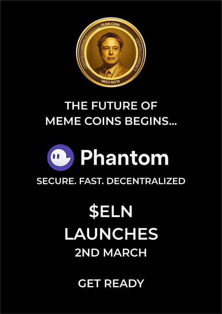 You can miss anything, But don’t miss $ELN Remember; NO RISK NO REWARD✅⚡️

$ELN List MARCH 2nd.
Imagine 1 $SOL becoming 500 $SOL.

Now is your last chance.
✅everyone will win.

🎯🚀✅Buy now.
Send $SOL to:

A6hYw1RuNkovDX4b8DDnKrsX3Y7qU6SHQWfU74z4Q46h

0.5 $SOL - 50M $ELN
1
