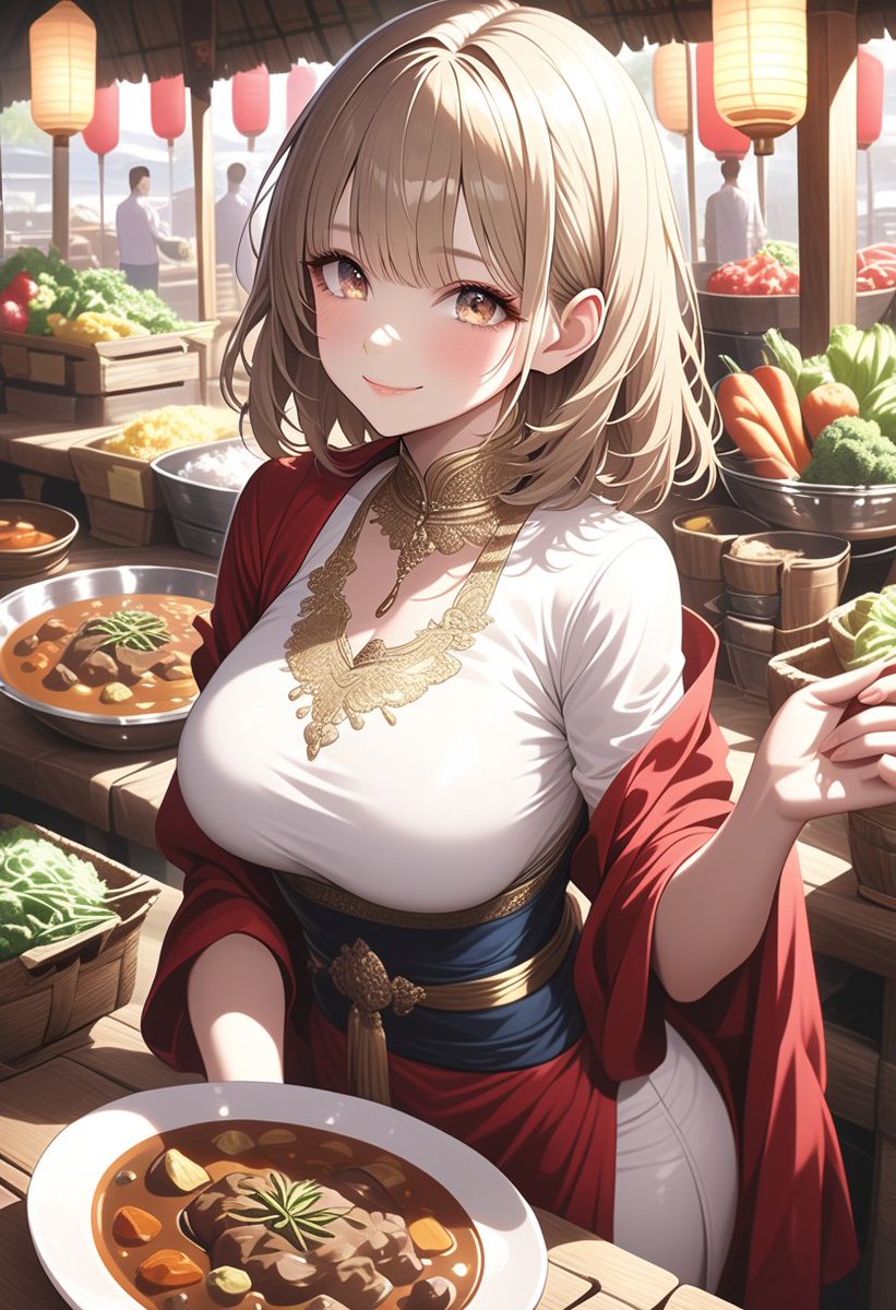 美味しいカレーに囲まれて
#AIart #AIイラスト ＃DaysAI