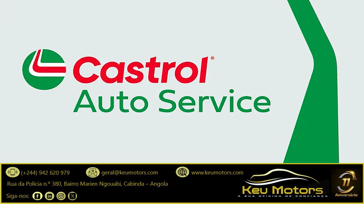 keumotors's tweet image. A Keu Motors é Castrol Auto Service, Qualidade e Garantia, dos melhores óleos, na sua oficina de confiança!
Estamos à sua espera na Rua da Polícia, de frente ao Largo do Ambiente, na cidade de Cabinda.
#KeuMotors #Cabinda #CastrolAutoService #Multimarcas #CastrolService