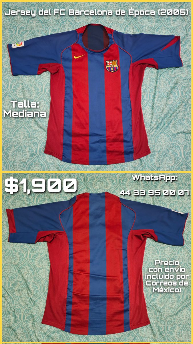vicjoker's tweet photo. Jersey del FC Barcelona de Época (2005) cuando jugaba Rafa Márquez, Ronaldinho, Messi, Eto'O, Iniesta, Xavi, Puyol, Deco etc.

Talla: Mediana.

Estética: 9.5/10

Precio: $1,900 (Envío incluido por Correos de México)

Entregas personales en Morelia o envíos por Correos de México https://t.co/WBFM9a1BjO
