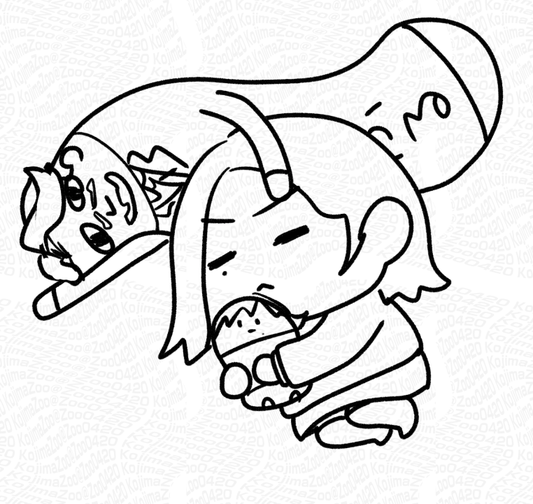中佐と少尉を枕にするコモ 
