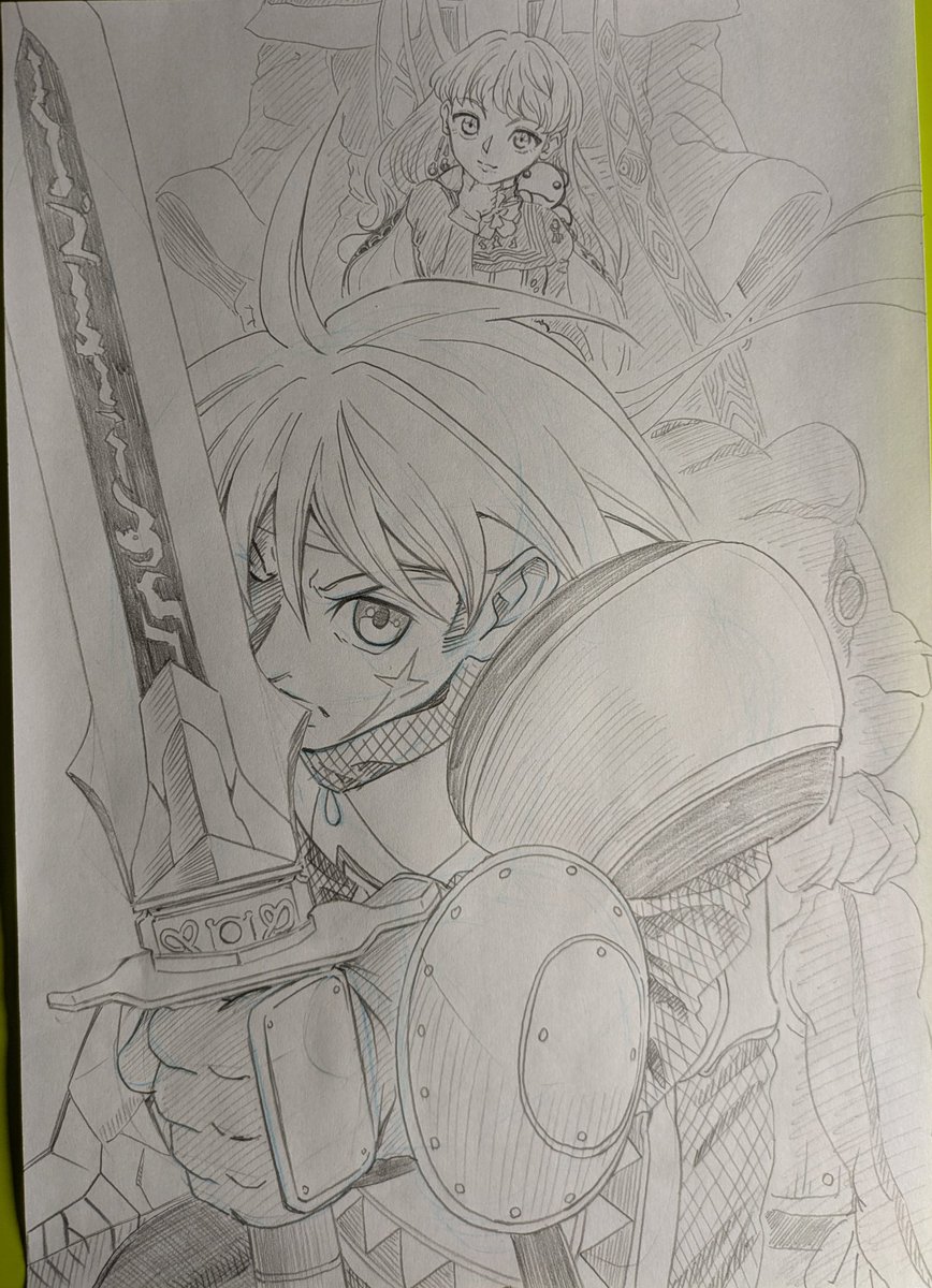 #アナザー絵デン

クロノ・クロスコラボ、グレン実装記念

『二刀流は格好良いのだわ。チルリルもだけれど、こうしてみたら惚れ直すのだわ。みんながチルリルを見る気持ちもきっと同じなのだわ！』
『きゅん？』
『それにしてもあの剣とグレンを見てると、不思議と英雄の影が見える気がするのだわ〜』