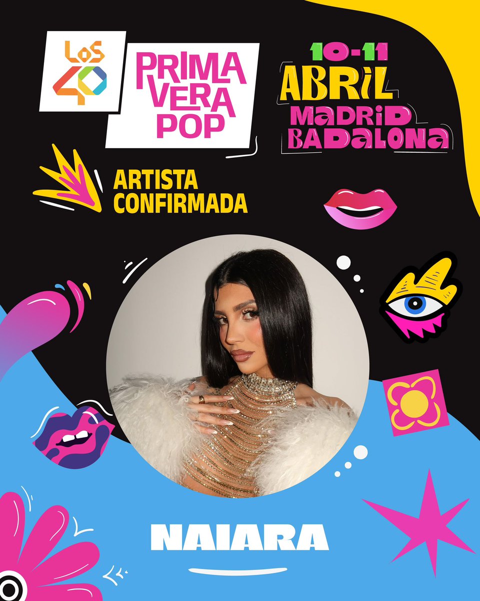 <a href="/chiaraoliver/">chiara oliver</a> <a href="/Ruslaanaaaa/">RUSLANA</a> <a href="/bombaioficial/">Bombai</a> <a href="/Del40al1_es/">Del 40 al 1</a> <a href="/DePolMusic/">DePol</a> <a href="/JavierBeret/">Beret</a> ¡Menuda fiesta se va a montar con <a href="/laenedenaiara/">naiara</a> en el escenario de #LOS40PrimaveraPop 2026! 🥳🌸

La artista es la siguiente confirmada que se suma al cartel de Madrid y Badalona los próximos 10 y 11 de abril 📍 ¿Ganas de descubrir lo que tiene para enseñarnos? 😉

¡Cada vez va