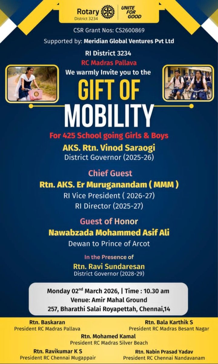 RCbesantnagar's tweet photo. Gift of Mobility - 02.03.2026 https://t.co/QTVnV2YdyO