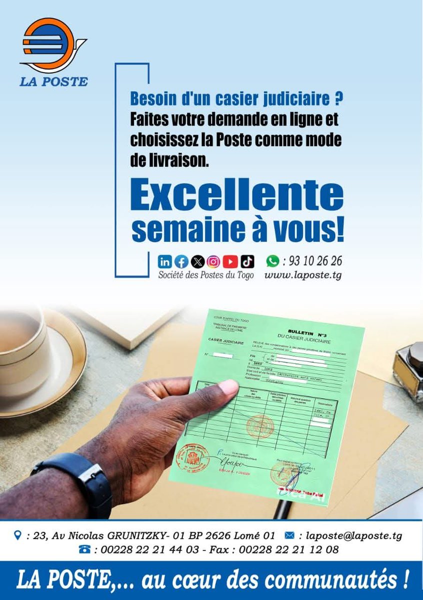 SOCIETE DES POSTES DU TOGO tweet media