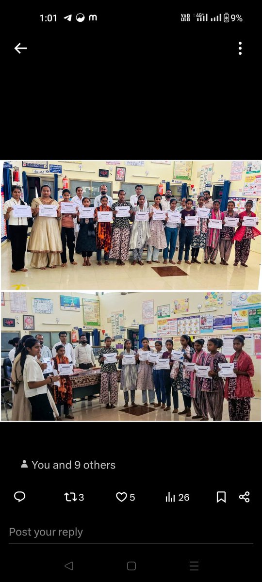 આજરોજ પ્રા.આ.કેન્દ્ર ખેડવા ખાતે સઘન HPV રસીકરણ ઝુંબેશઅંતર્ગત સર્વાઇકલ કેન્સર સામે દીકરી સુરક્ષા કવચ માટે ૧૪ થી ૧૫ વર્ષની કીશોરીઓ શાળાએ જતી- ન જતી દીકરીઓને રાષ્ટ્રવ્યાપી રસીકરણ અભિયાનમાં આવરી લઈને વાલી/માતા/પિતાની સંમતિ લઈને  સુરક્ષિત કરી સર્ટીફીકેટ THOશ્રીના હસ્તે એનાયત કરાયા .