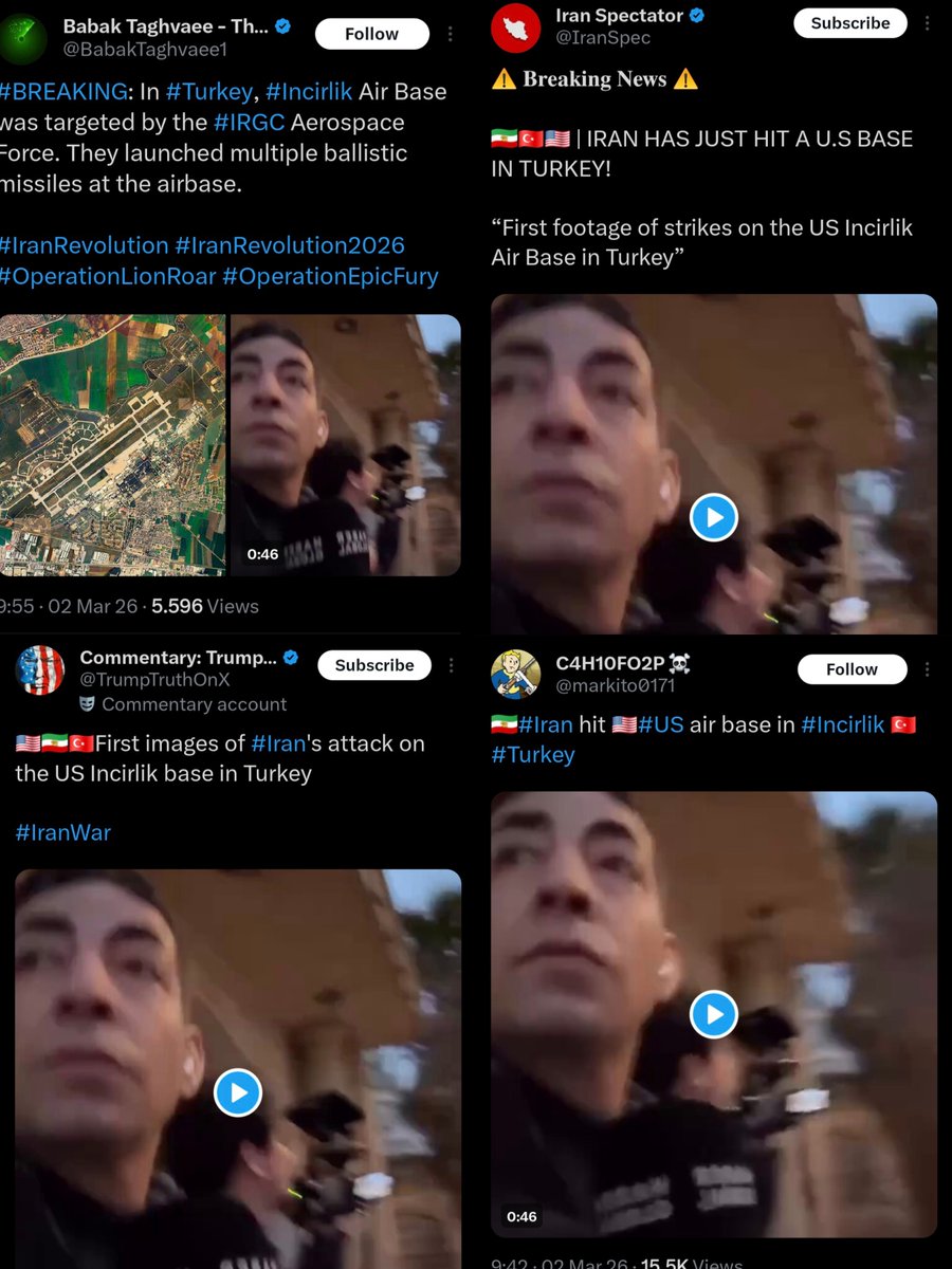 mintelworld's tweet photo. ❌Fake News

These images are misleading. They do not depict Turkey’s Incirlik Air Base, but rather the ongoing conflicts in the Sheikh Maqsood neighborhood of Aleppo, Syria https://t.co/BIzIs3WEI1