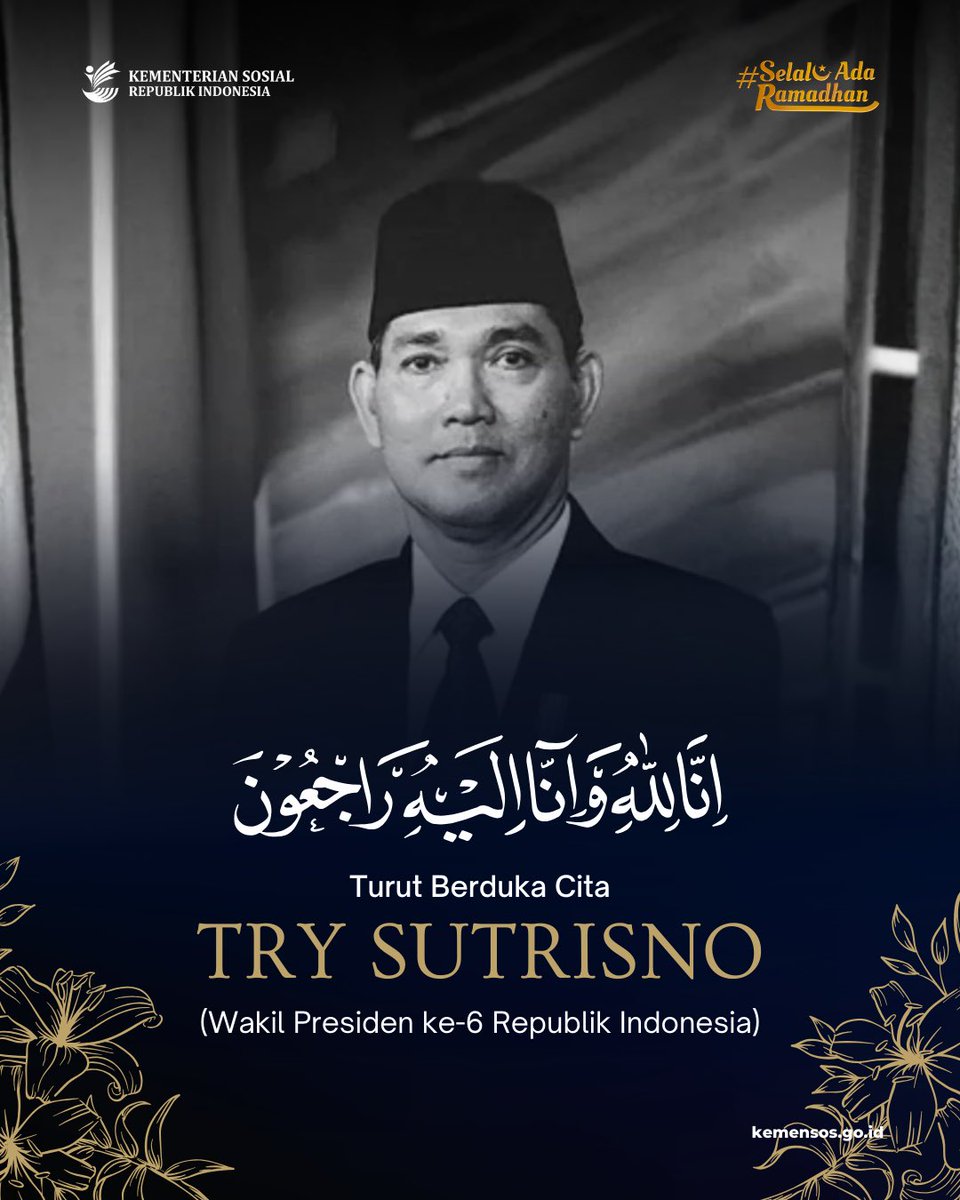 Keluarga Besar Kementerian Sosial Republik Indonesia menyampaikan duka cita yang mendalam atas wafatnya Bapak Try Sutrisno, Wakil Presiden ke-6 Republik Indonesia.