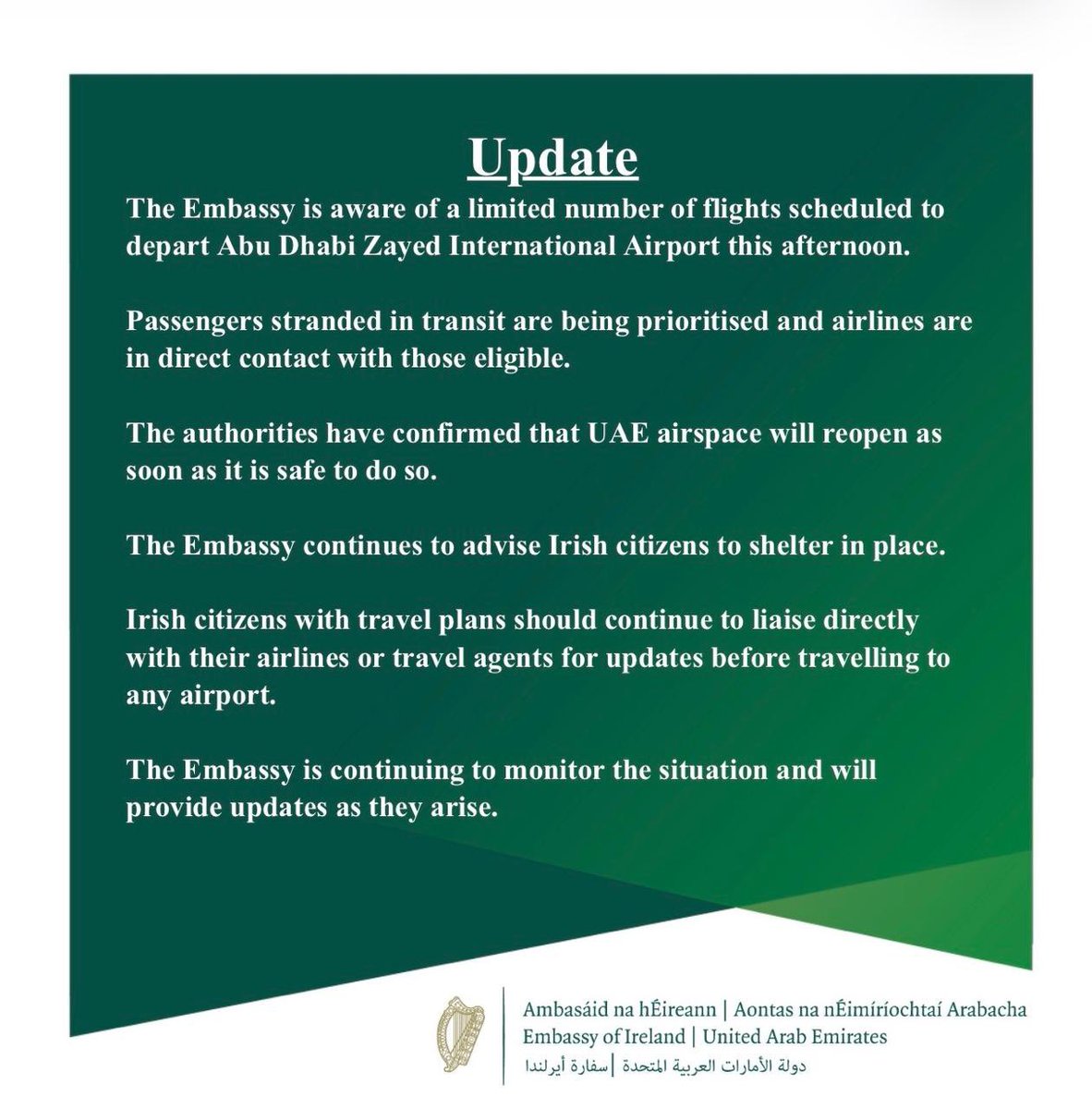Irish Embassy UAE tweet media