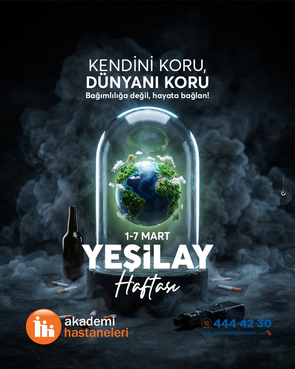 1-7 Mart Yeşilay Haftası
Kendini Koru, Dünyanı koru
Bağımlılığa değil, hayata bağlan!

#akademihastaneleri
#akademikonyahastanesi
#akademimeramhastanesi
#yeşilayhaftası