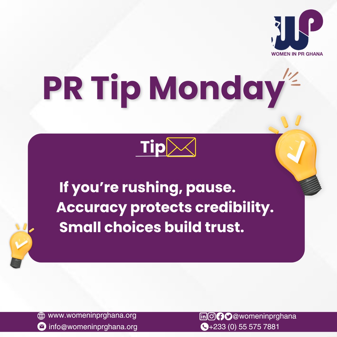 womeninprghana's tweet photo. Kickstart the new week with this PR Tip on Building Trust and Credibility for your brand.
#womeninprghana
#wiprghana
#PRtipmonday https://t.co/FniuMeaKpu