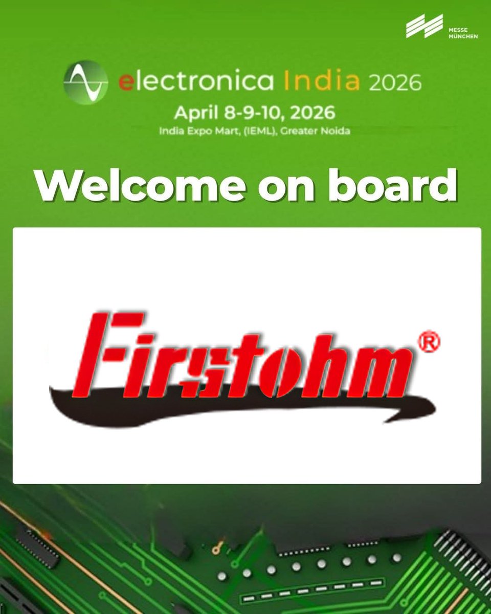 electronic40200's tweet photo. Do you know Firstohm is exhibiting at South Asia’s largest electronics trade fair, electronica India 2026?

Visit Firstohm at Booth No. H11.J54 from April 08–10, 2026 at India Expo Mart (IEML), Greater Noida.

Register Now: https://t.co/TL2aWYuqbP https://t.co/2z6IC2jqFC