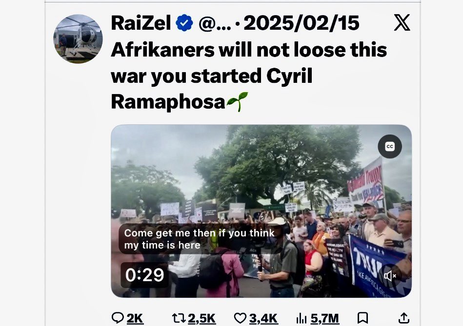 landbourainier's tweet image. Over a year ago, my X app changed forever when I witnessed the true power of free speech for our people more than 6 million people read my articles and 🚨RaiZel was born.

We Afrikaners gathered in thousands from across South Africa, at the beautiful US Embassy, listening to