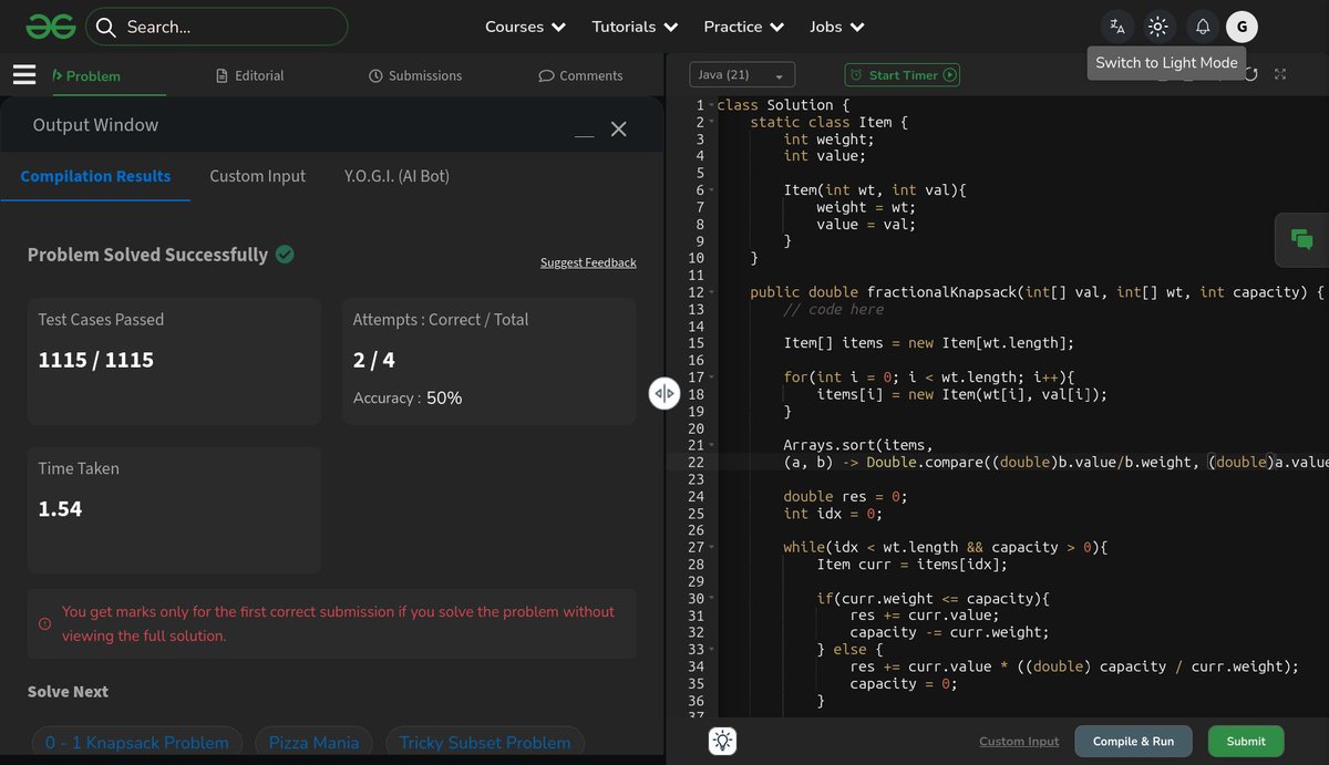 autodidact_nerd's tweet photo. Day 89: DSA Journey 🎯

- Assign Cookies
- Fractional Knapsack

#SelfTaughtDev #LearnInPublic #100DaysOfCode #DSA https://t.co/XX42u9Xnbg