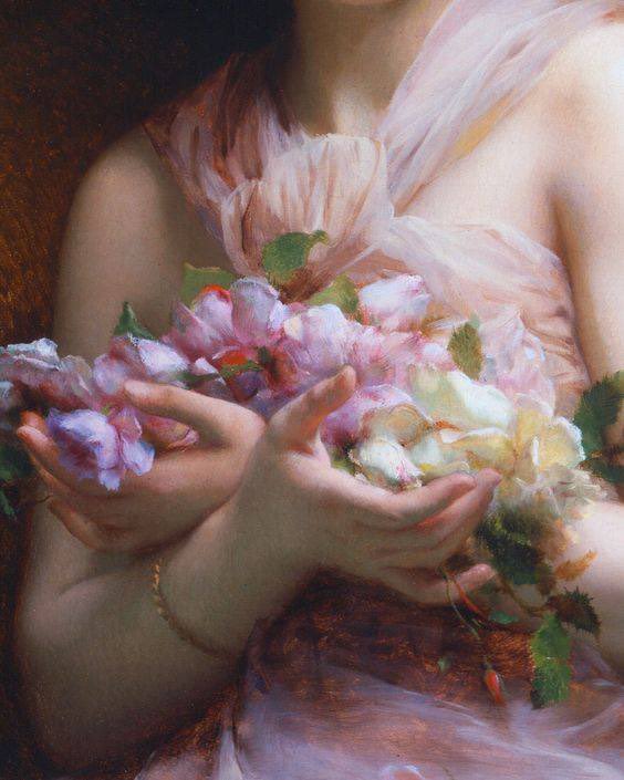 22hrr22min's tweet photo. holding flowers in paintings https://t.co/GwNDSTmHfT