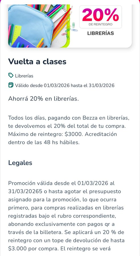 ahorrotwit's tweet photo. ¡Otra promo más! Con la billetera @bezza disfrutá de un 20% OFF en #Librerías con tope de $3000 por compra. Descargala ya!!!
#Ahorros #Librerias #Bezza https://t.co/drB4tqyrFR
