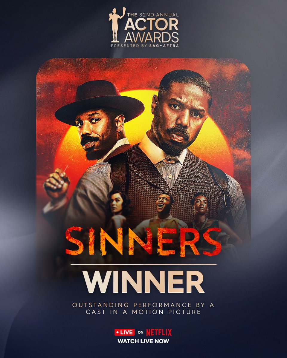 This cast had bite. Sinners wins the Actor® for Outstanding Performance by a Cast in a Motion Picture! #ActorAwards